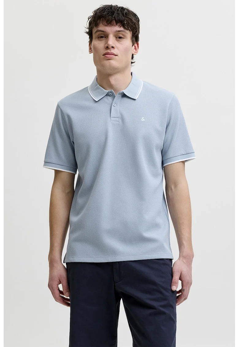 Tricou polo din amestec de bumbac pique, Albastru pastel