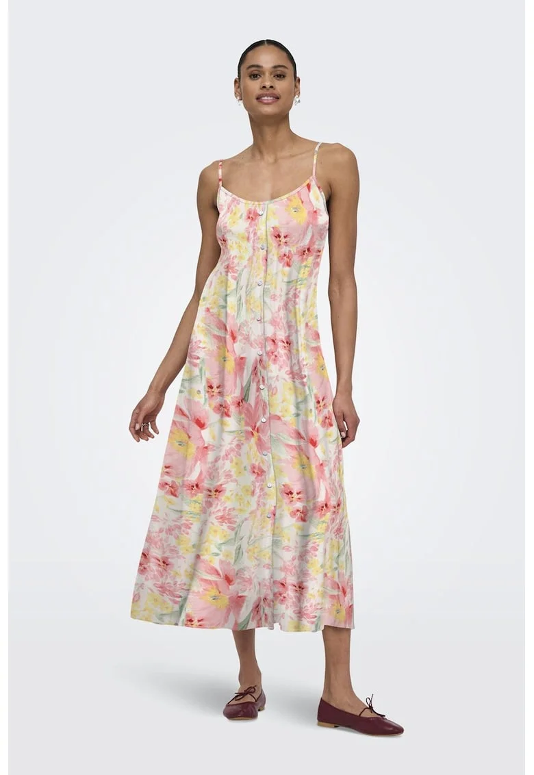 Rochie vaporoasa cu model floral, Multicolor