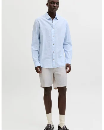 Pantaloni scurti regular fit din amestec de in Dave, Alb fildes