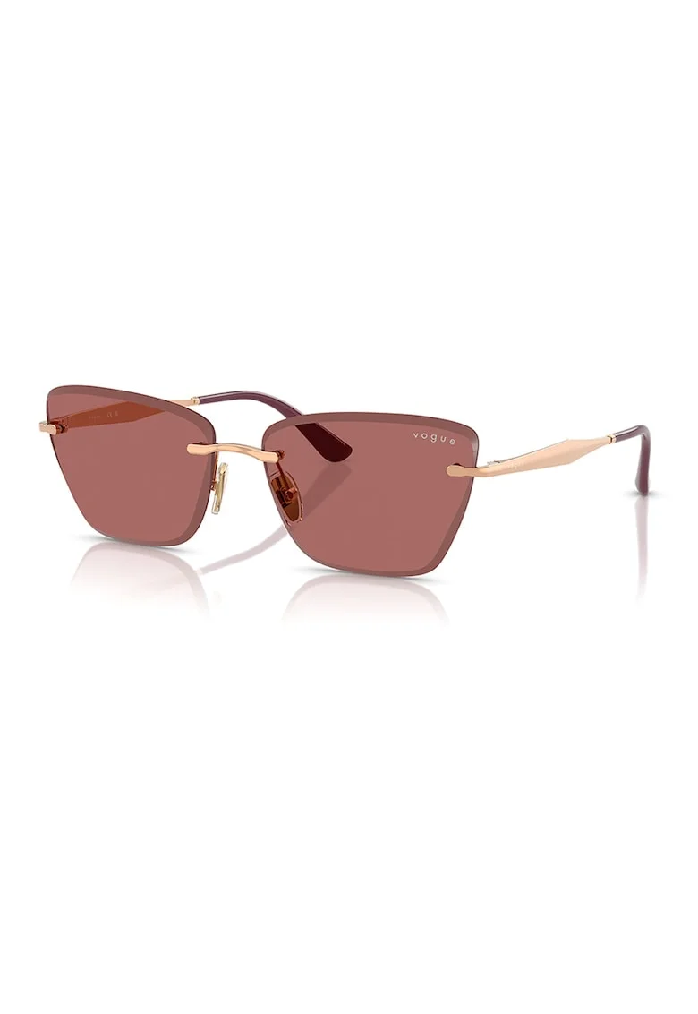 Ochelari de soare cat-eye cu rama metalica, Roz zmeuriu/Auriu rose