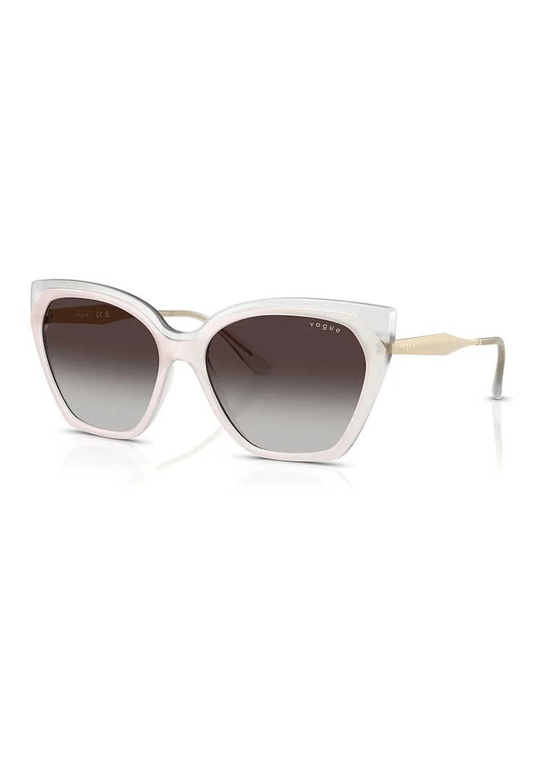 Ochelari de soare cat-eye cu lentile in degrade, Alb/Alb fildes/Gri deschis