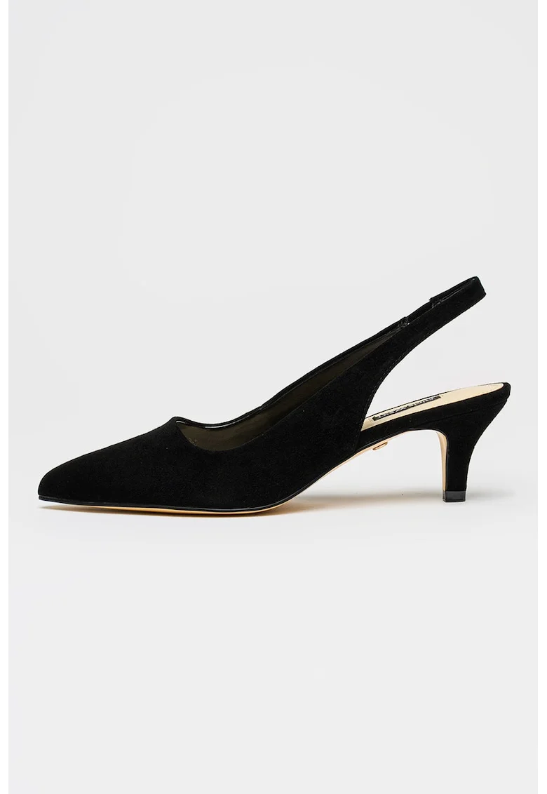 Pantofi slingback de piele cu varf ascutit Enty, Negru