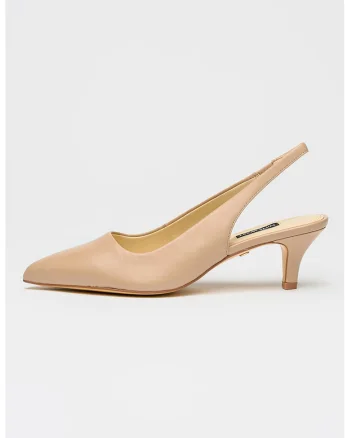 Pantofi slingback de piele cu varf ascutit Enty, Bej roscat