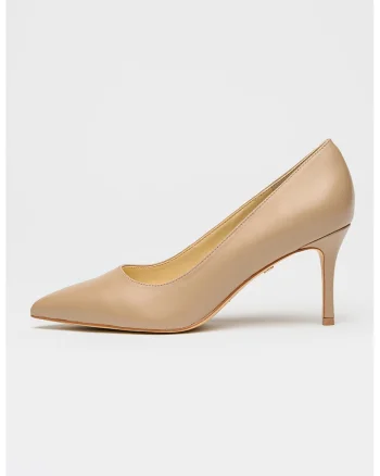 Pantofi stiletto de piele cu varf ascutit Selora, Bej roscat