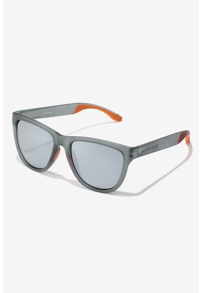 Ochelari de soare patrati cu lentile polarizate si model unisex, Gri/Portocaliu