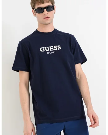 Tricou cu logo brodat si decolteu la baza gatului, Albastru ultramarin