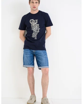 Tricou din amestec de bumbac cu imprimeu logo frontal, Albastru ultramarin
