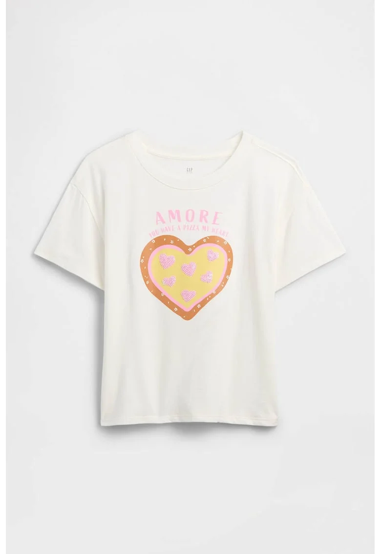 Tricou regular fit cu imprimeu grafic, Portocaliu mandarina/Alb murdar/Maro pamantiu