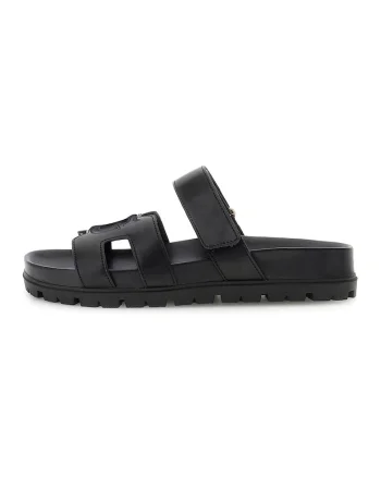 Papuci din piele ecologica, Negru