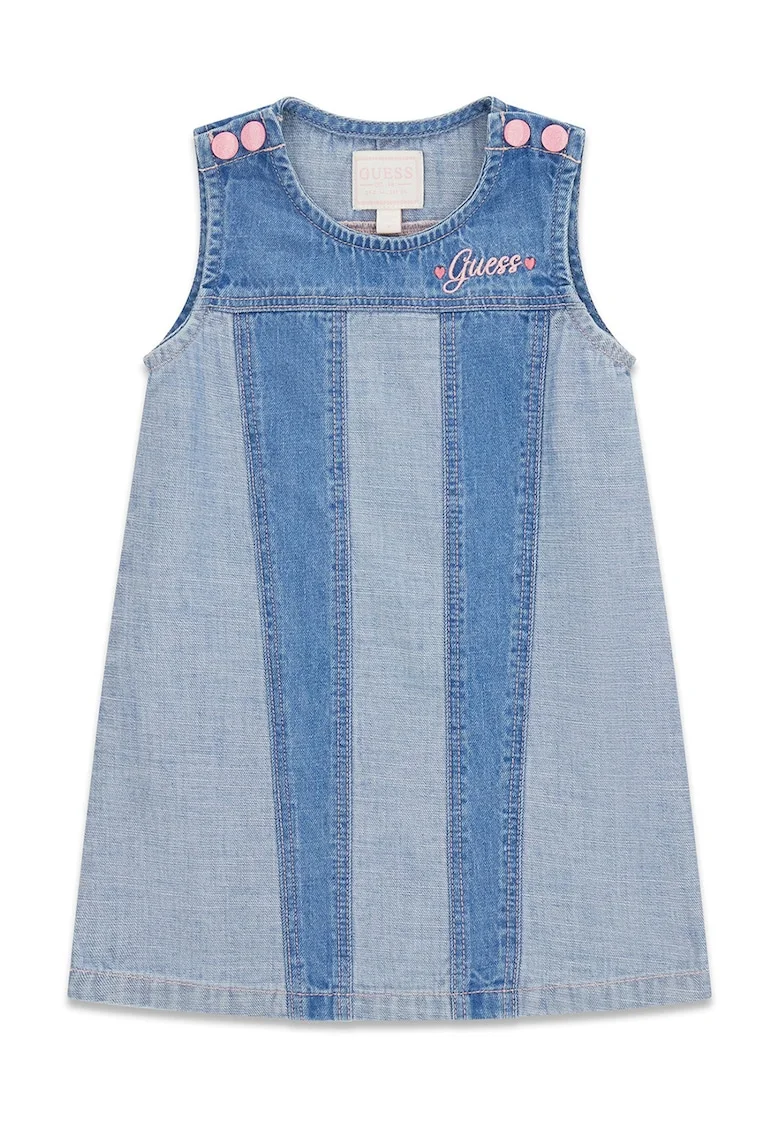 Rochie din denim cu croiala in A, Albastru deschis/Albastru