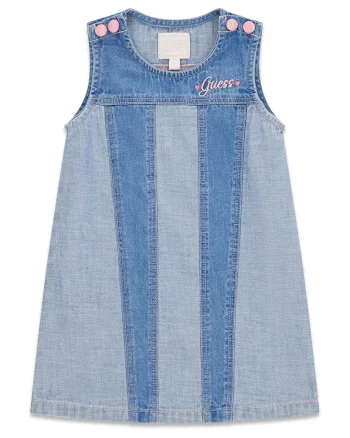 Rochie din denim cu croiala in A, Albastru deschis/Albastru