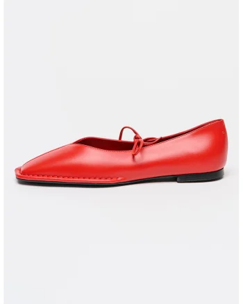 Balerini din piele cu varf patrat Sway, Rosu vermillion