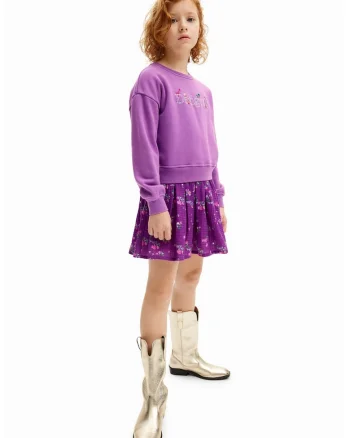 Rochie combi din amestec de bumbac, Albastru lavanda