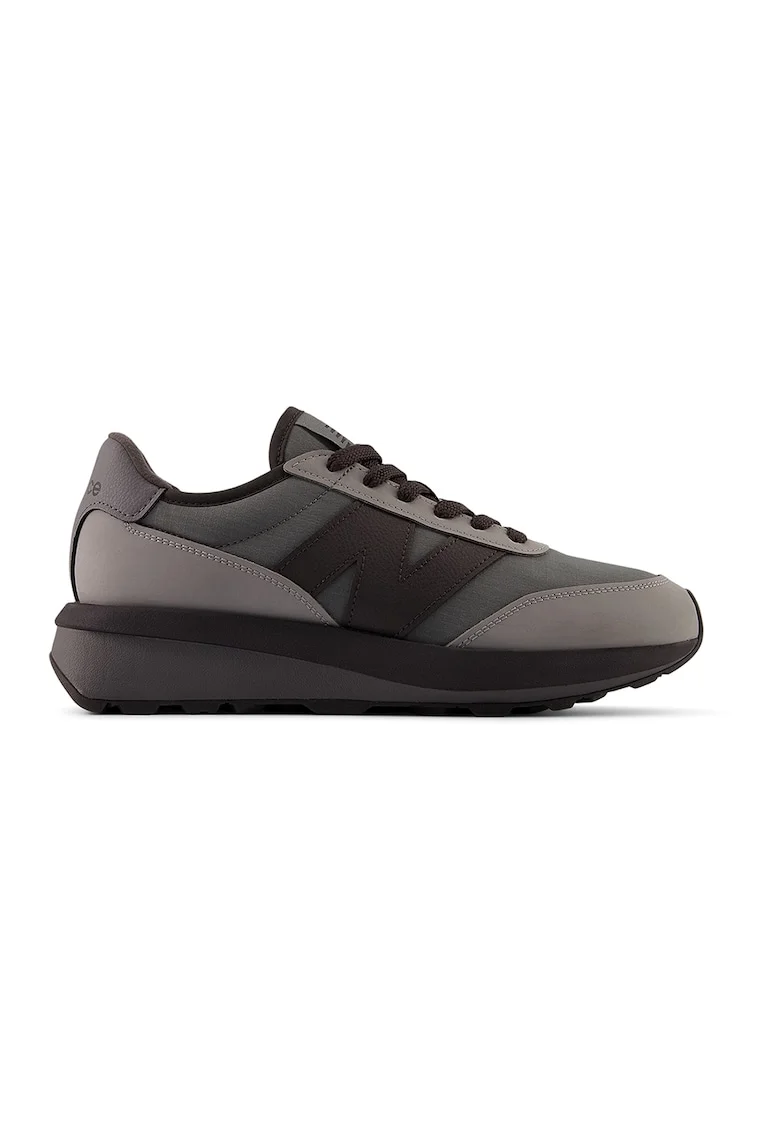 Pantofi sport cu garnituri din material sintetic si piele 370, Maro inchis