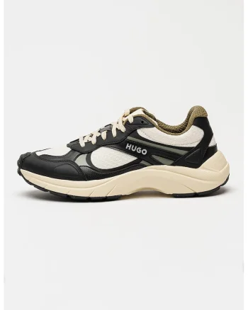 Pantofi sport cu insertii din plasa GO2, Negru/Alb murdar