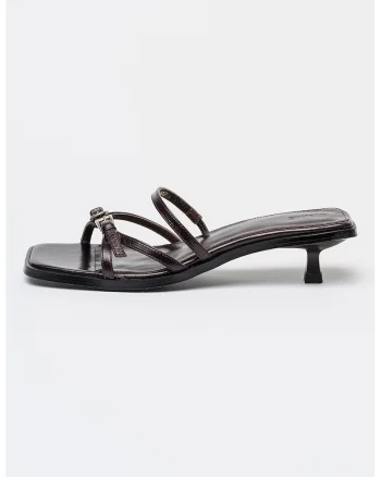 Papuci din piele cu toc Liko, Violet aubergine