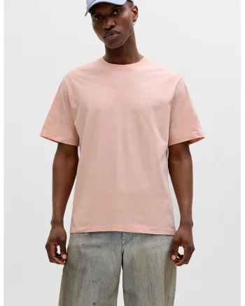 Tricou din bumbac organic cu imprimeu logo pe partea din spate, Piersica