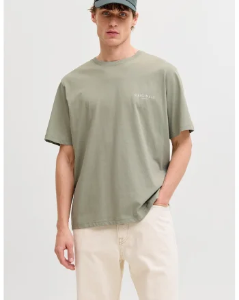 Tricou din bumbac organic cu imprimeu logo pe partea din spate, Verde pal