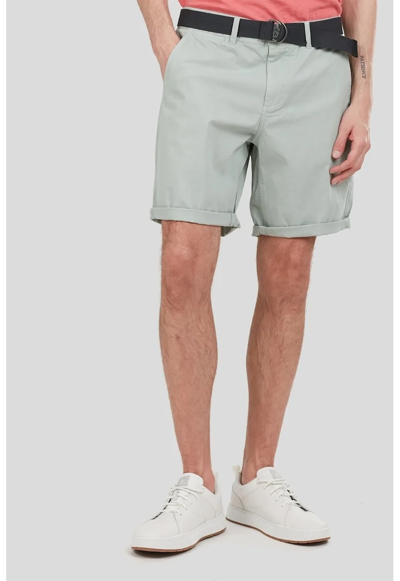 Pantaloni scurti chino cu croiala regular-fit si curea in talie North, Verde menta