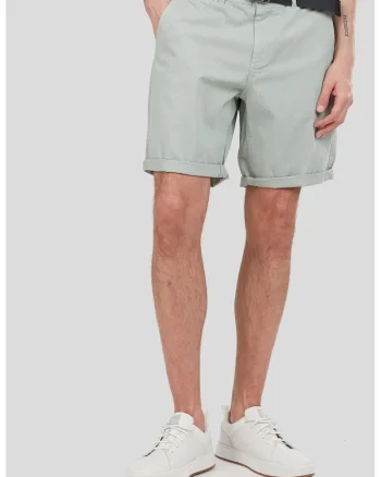 Pantaloni scurti chino cu croiala regular-fit si curea in talie North, Verde menta