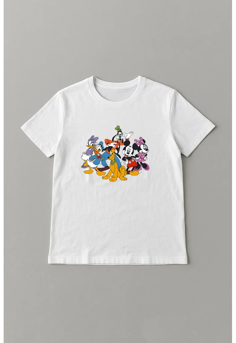 Tricou cu model cu desene, Alb optic
