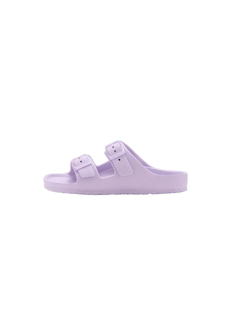 Papuci cu talpa plata si model uni, Lila