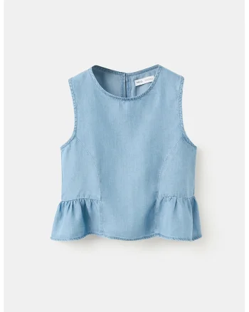 Top din lyocell si denim, Albastru pastel