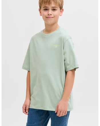 Tricou din bumbac cu imprimeu text, Verde pal