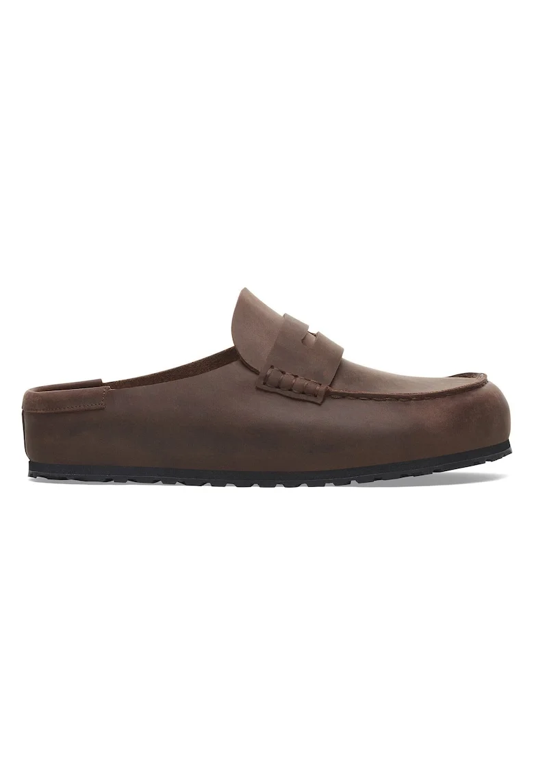 Saboti unisex din piele naturala Naples, Maro