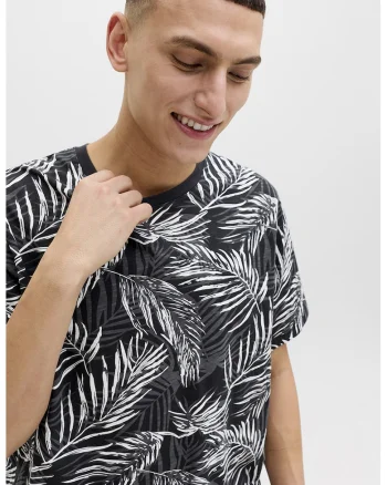 Tricou regular fit cu model, Alb/Negru