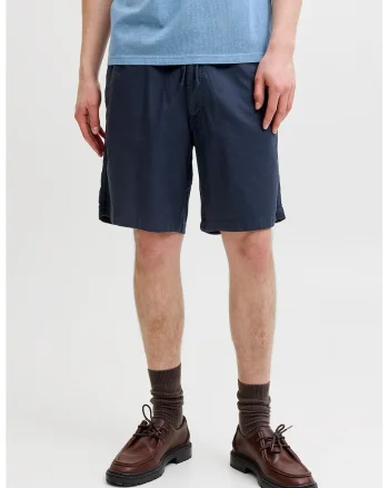 Pantaloni chino din amestec de in, Bleumarin