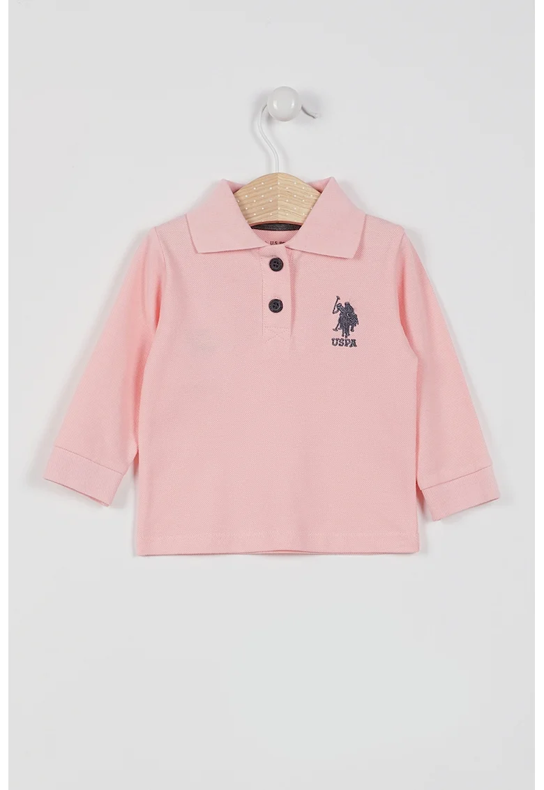 Bluza polo cu logo, Roz pastel