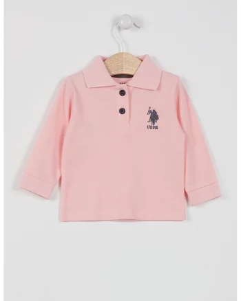 Bluza polo cu logo, Roz pastel