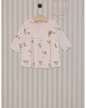 Rochie cu imprimeu floral, Crem