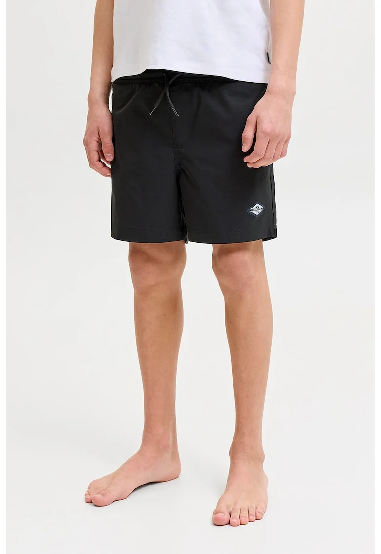 Pantaloni scurti de baie cu snur de ajustare, Negru stins