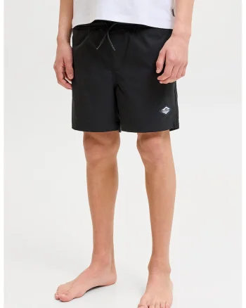 Pantaloni scurti de baie cu snur de ajustare, Negru stins