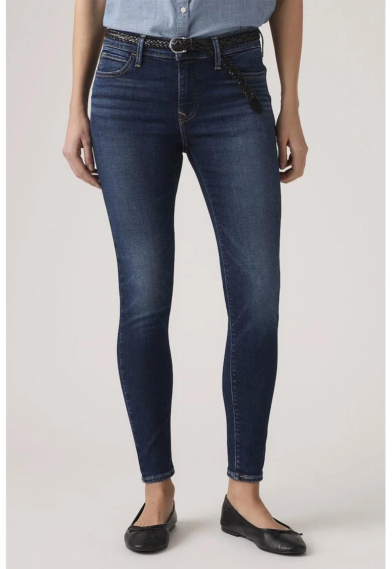 Blugi super skinny cu talie medie 710, Bleumarin