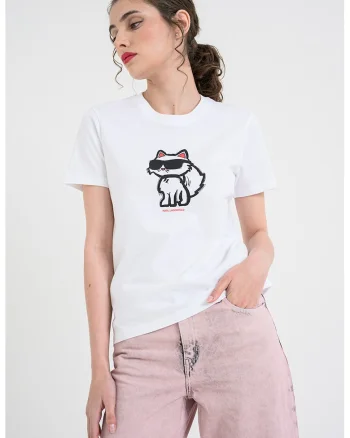 Tricou regular fit din bumbac organic cu imprimeu pe piept, Rosu/Alb/Negru