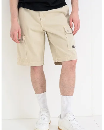 Pantaloni scurti cargo din denim, Bej deschis