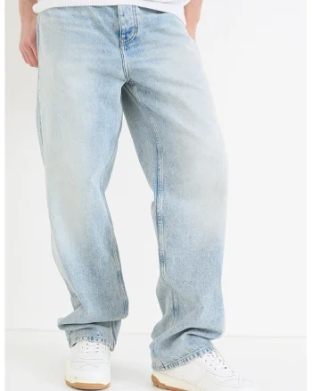 Blugi relaxed fit, Albastru deschis melange