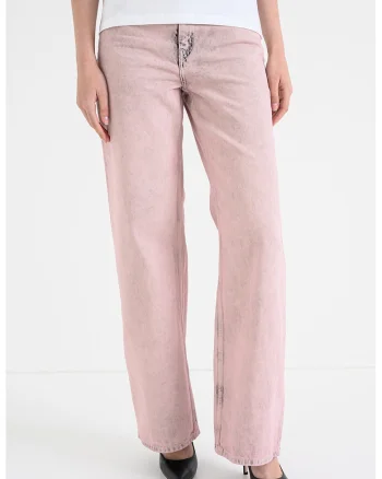 Blugi relaxed fit cu talie medie, Roz pastel/Gri antracit