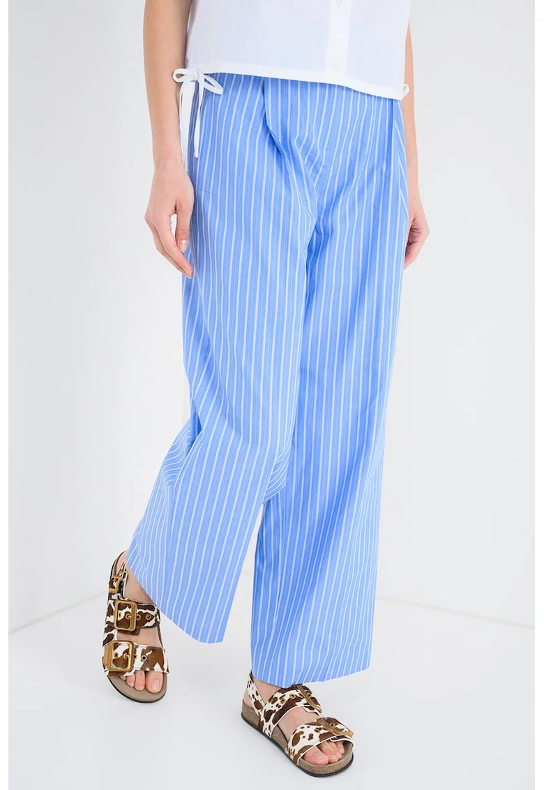 Pantaloni cu model in dungi, Alb/Albastru