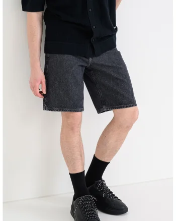 Blugi scurti regular fit, Gri inchis