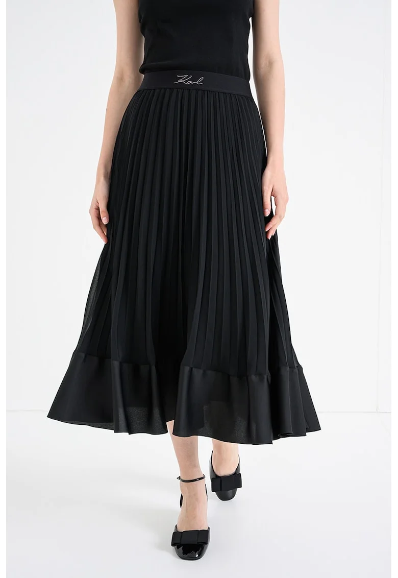 Fusta midi plisata, Negru