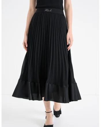 Fusta midi plisata, Negru