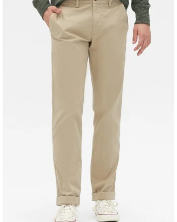 Pantaloni chino cu croiala dreapta, Bej