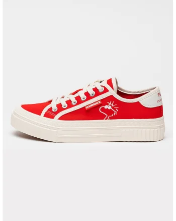 x Peanuts, Pantofi sport din material textil cu imprimeu cu Snoopy Anya, Rosu