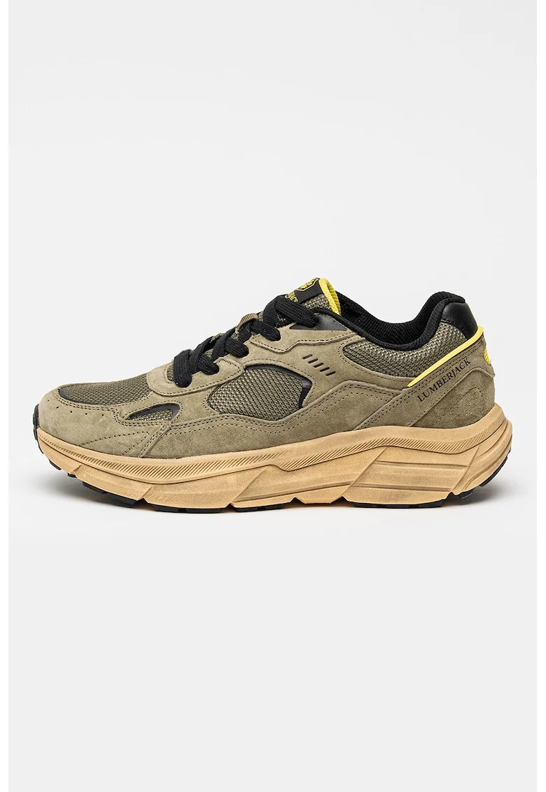 Pantofi sport din plasa cu garnituri din piele intoarsa Kuma, Verde pal