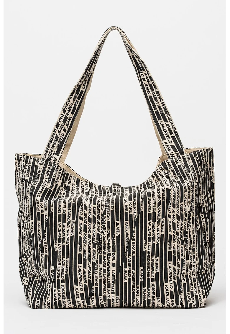 Geanta shopper reversibila, Alb fildes/Negru