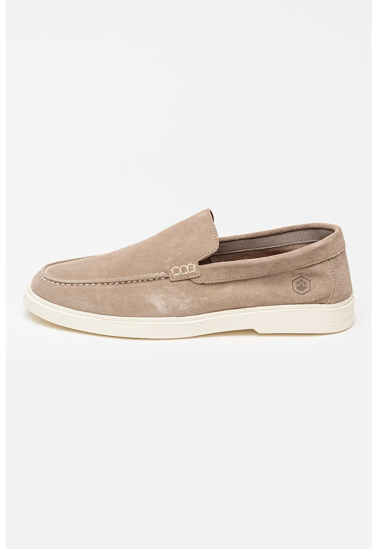 Pantofi loafer din piele intoarsa cu model uni Gold, Bej